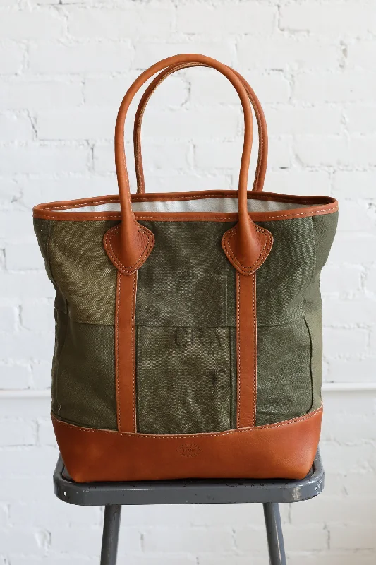 WWII era Salvaged Canvas Patchwork Tote Bag