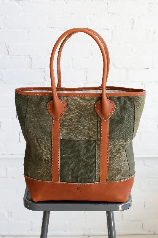 WWII era Salvaged Canvas Patchwork Tote Bag